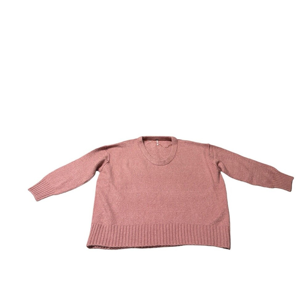 New  Free People Brookside Sweater Tunic Pink Long Sleeve Scoop Neck Medium